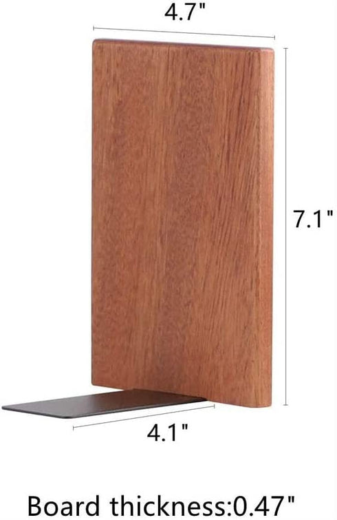 muso wood Sapele Bookends,Pack of 1 Pairs?7.1"x4.7",Wooden Book End for Shelves,Office Desk Book Stand