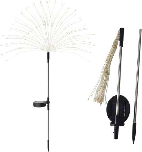 HuiDao 2 Pack Solar Lights Outdoor Decorative Firework Lights Waterproof Garden Stake Lights 2 Modes 120 LEDs Firework String Lights for Walkway Patio Lawn Backyard Party Decorations