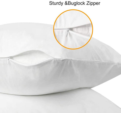 Precoco Pillow Cases King Size-100% Cotton Pillowcase Covers with Zipper Hidden, Breathable & Ultra Soft/Pillow Covers for Easy Care,2 Pack/White