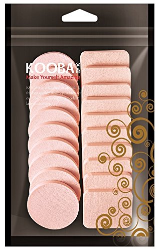 KOOBA 20 pcs Makeup Powder Sponges Round and Square Latex Free Disposable Beauty Blender Foam Cosmetic Applicator Facial Puffs for Flawless Foundation, Sensitive and All Skin Types