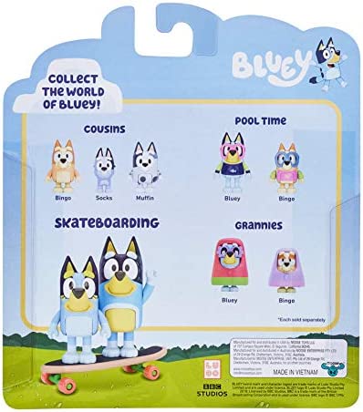Bluey - Skateboarding 2.5" & Dad 3.27" Figures - 2 Pack, Multicolor (13042)