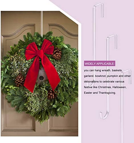 4 Pieces PC Plastic Door Wreath Hanger for Front Door for Christmas Wreath Over The Door Hanger, 12 Inch (Clear)