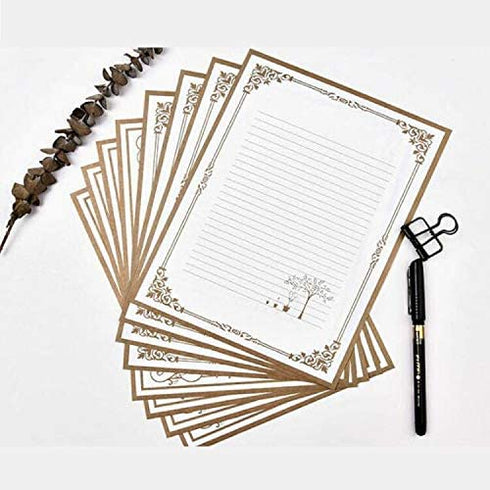 Vintage Lined Stationery Paper and Envelopes Set including Envelope Seal Sicker,White