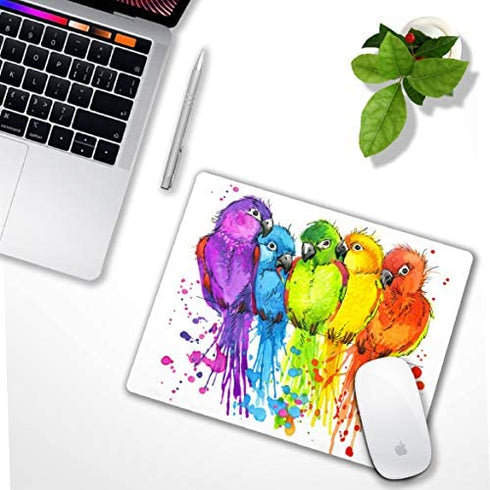 SHALYSONG Mouse pad Small Computer Mouse pad, Watercolor Parrot Mouse pad, Non-Slip Rubber Mouse pad with Personalized Animal Custom Design