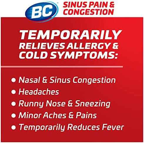 BC Powder Sinus Pain & Congestion Relief, Dissolve Packs, 4 Individual Packets, 6 Pack