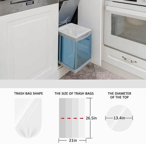 8 Gallon 220 Counts Strong Trash Bags Garbage Bags by Teivio, Bin Liners, for home office kitchen, Clear