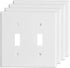 Toggle Light Switch Cover Double Switch Plate Covers 2-Gang Decorator Wall Plate Dual Switch Faceplate, White (4-Pack)