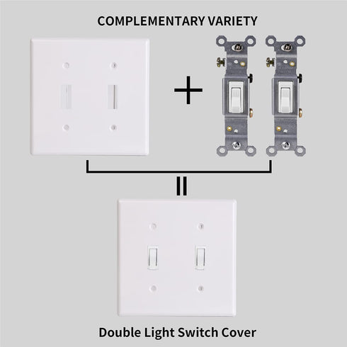 Toggle Light Switch Cover Double Switch Plate Covers 2-Gang Decorator Wall Plate Dual Switch Faceplate, White (4-Pack)