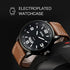 cofuo Mens Fashion Dress Analog Quartz Watch with Brown Leather Band Unique Big Face Number Retro Casual Wrist Watches Classic Business Waterproof Wristwatch Calendar Date Week - Black Brown