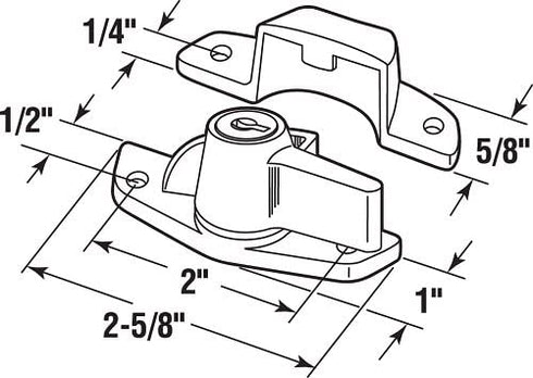 Prime-Line Products F 2646 Keyed Sash Lock Child-Proof Security Lock Only Unlocks With Key For Aluminum, Vinyl or Wood Double-Hung Windows 2? Hole Centers Heavy-Duty Zinc Diecast Construction, White