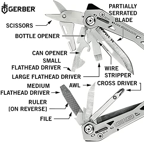 Gerber Gear 30-001364N Suspension-NXT, 15-in-1 Multitool Knife, Needle Nose Pliers Pocket Knife with Pocket Clip, EDC Gear, Steel