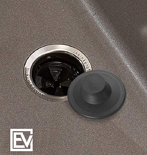 Essential Values Kitchen Sink Stopper (#STP-PL) - Black Plastic Sink Plug Drain Stopper - Replacement Garbage Disposal Stopper | Kitchen Sink Drain for Kohler, Insinkerator, & Waste King