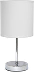 Simple Designs Home LT2007-WHT Chrome Fabric Shade, 5.51" x 5.51" x 11", White Mini Basic Table Lamp