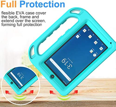 BMOUO Kids Case for Onn 7 inch Tablet,Onn 7 inch Tablet Case - Built-in Screen Protector, Shockproof Light Weight Protective Handle Stand Case for Onn 7" Android Tablet, Turquoise