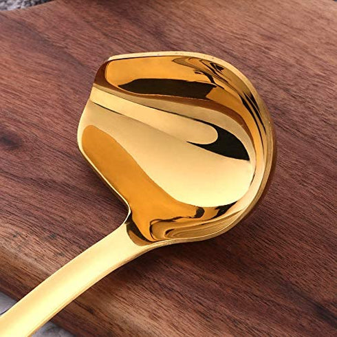Sauce Ladle, BuyGo Gold Drizzle Spoon with Spout Gravy Soup Ladle, Stainless Steel Kitchen Utensil, Mirror Polish & Dishwasher Safe, 8.67 Inch