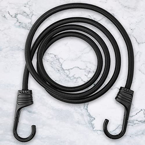 ZHOUBIN 60 Inch Black Bungee Cords with Hooks Heavy Duty, 2 Pack