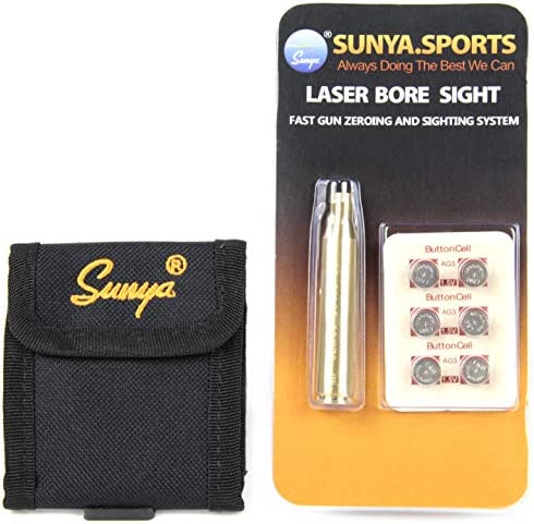 Sunya 30-06 Laser bore Sight 25-06 .270 3006Boresighter with Carrying Pouch, Red Laser Brass Body Includes 2 Sets Battery