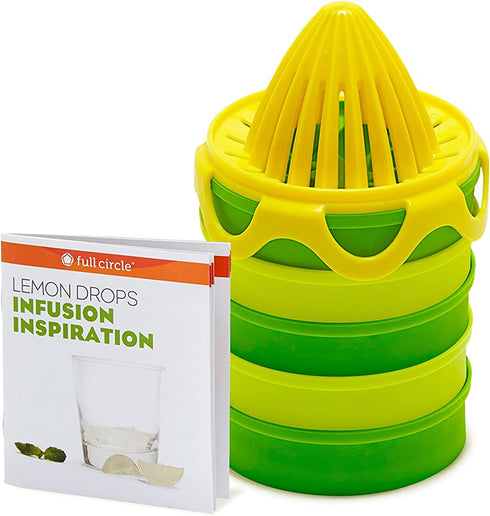 Full Circle Lemon Drops Citrus Ice Cube Infusion Set with Reamer and Silicone Trays, 6-piece Set