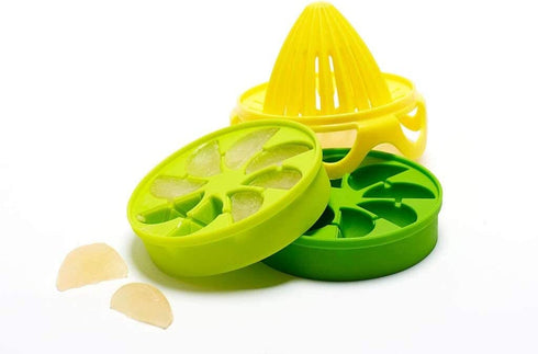 Full Circle Lemon Drops Citrus Ice Cube Infusion Set with Reamer and Silicone Trays, 6-piece Set