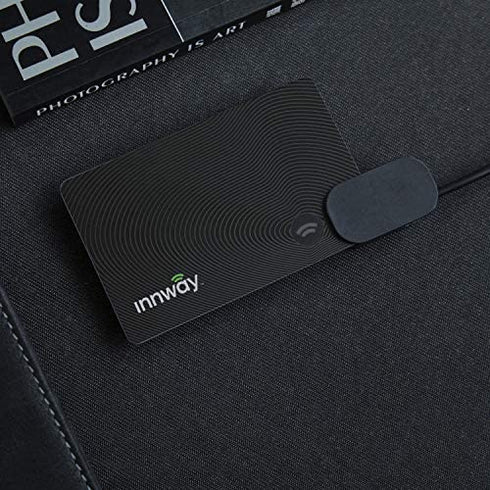 Innway Card - Ultra Thin Rechargeable Bluetooth Tracker Finder. Find Your Wallet, Bag, Backpack, Keys, Laptop, Tablet (Black)