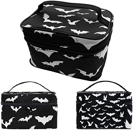 9CH Goth Travel Makeup Bag - Bats Cosmetic Bags Large Make up Organizer Portable Toiletry Bags Train Cases for Women and Girls for Cosmetics