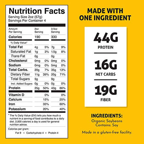 The Only Bean - Organic Soy Bean Spaghetti Pasta - High Protein, Keto Friendly, Gluten-Free, Vegan, Non-GMO, Kosher, Low Carb, Plant-Based Bean Noodles - 8 oz (1 Pack)