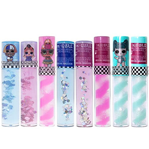 Townley Girl L.O.L Surprise Makeup Set with 8 Flavored Lip Glosses for Girls with 1 Surprise Lip Gloss Color and Flavor, Ages 5+