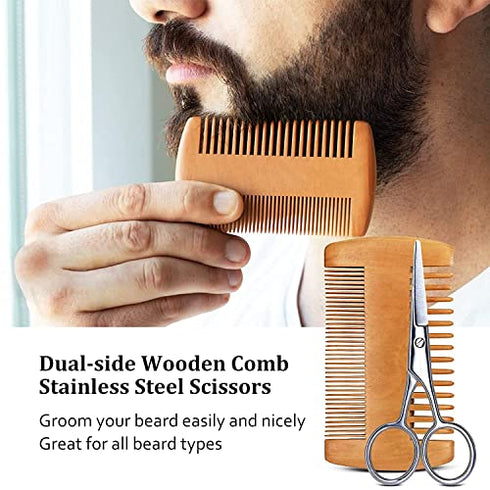 Christmas Gifts for Men - Beard Kit for Men's Gifts with Beard Oil, Beard Balm, Beard Brush, Comb, Scissors, Ebook, Stocking Stuffers for Men - Birthday Gifts for Husband Dad Boyfriend Brother Grandpa