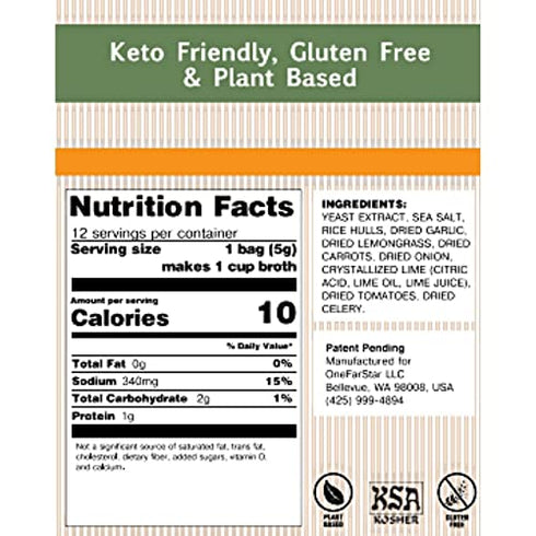 Millie’s Sipping Broth - Vegetable Broth -Natural-Gluten Free-Keto Friendly Thai Lemongrass 12 Count Box