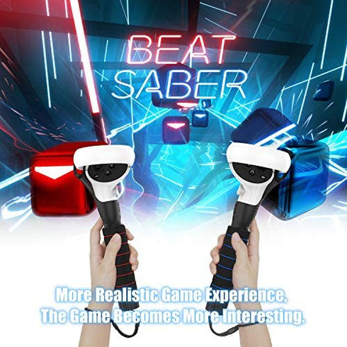 AMVR Dual Handles Extension Grips for Meta Quest 2/Quest/Rift S Controllers Playing Beat Saber Games