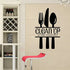 CUGBO Clean UP After Yourself Kitchen Wall Sticker, Fork Knife Spoon Wall Art Decor Mural for Kitchen Dining Room Restaurant Bar Decoration