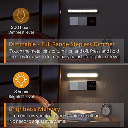 STAR-SPANGLED Dimmable Touch Light Bar Rechargeable, Built-in 2100mAh Battery Powered, USB Stick on LED Night Tap Light Indoor for Kitchen, Bedroom, Under Cabinet, Closet, Reading, Vanity, Warm White