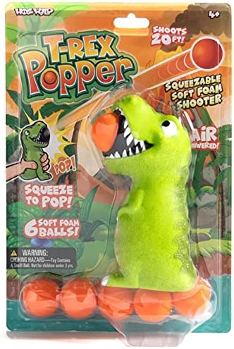 Hog Wild T-Rex Dinosaur Popper Toy - Pop Foam Balls Up to 20 Feet - 6 Balls Included - Age 4+