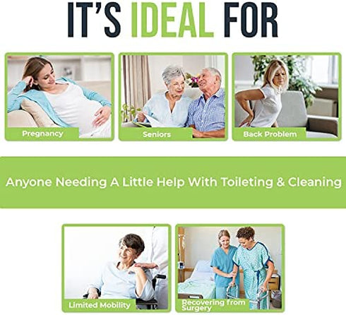 Juvo Toilet Aid - 18” Long Reach Personal Wiping Aid with Hygienic Cover - Easy Use Comfort Self Wiper for Toileting (SATA01)