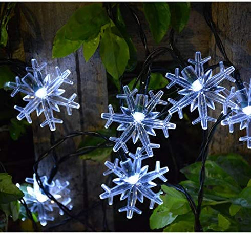 Homeleo Solar Powered Snowflake Lights, Outdoor Christmas Snowflake Decorations, Waterproof String Lights for Trees Ornaments Garden Patio Yard Pathway Decoration(Cold White,30 ft,50 LEDs)