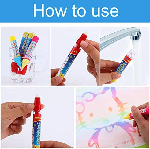 12 Pieces Water Pen Replacement Water Markers Aqua Doodle Pens for Toddlers Kids Mat Drawing Painting