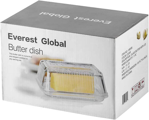 Clear Glass Butter Dishes with Covers - Classic 2-Piece Design Butter Keeper - Traditional Kitchen Accessory Dishwasher Safe