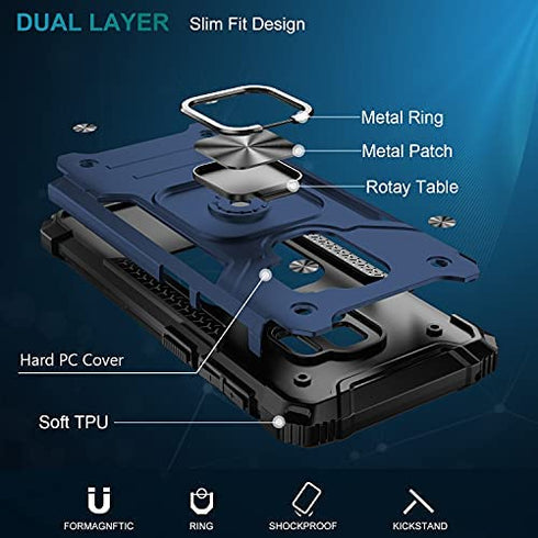 IKAZZ Galaxy S9 Case,Samsung S9 Cover Dual Layer Soft Flexible TPU and Hard PC Anti-Slip Full-Body Rugged Protective Phone Case with Magnetic Kickstand for Samsung Galaxy S9 Blue