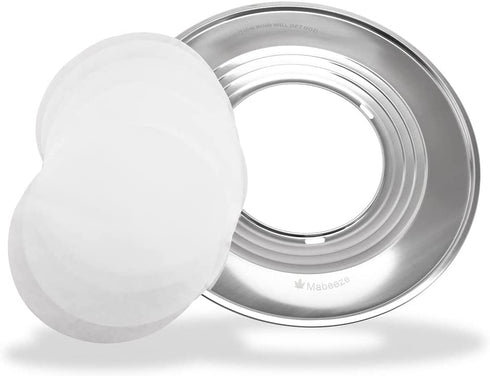 Mabeeze Steamer Ring Stainless Steel Adapter fits 8 to 13 inches Steamers and Pots, for Bamboo Baskets and Steamer Pots - 10 Paper Liners included