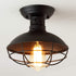 ZZ Joakoah Industrial Vintage Rustic Semi Flush Mount Ceiling Light, Metal Cage Pendant Lighting Lamp Fixture for Hallway Stairway Kitchen Garage Porch, E26, Black Painting Finish.