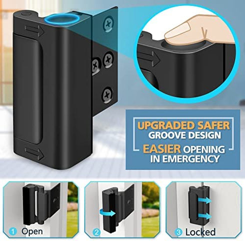 Home Security Door Lock Reinforcement - Upgraded Childproof Safety Door Locks Defender Easy Open with 3" Stop Withstand 800 lbs for Inward Swinging Door, Night Lock Deadbolt Guard Defend Your Home 1PC