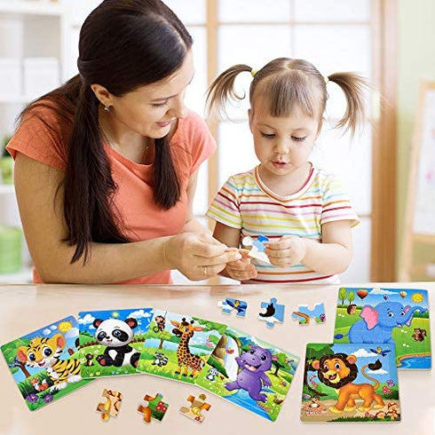 Puzzles for Kids Ages 3-5 Toddler Puzzles Set 20 Piece Wooden Jigsaw Puzzles for Toddler Children Learning Puzzles Set for Boys and Girls (6 Puzzles)