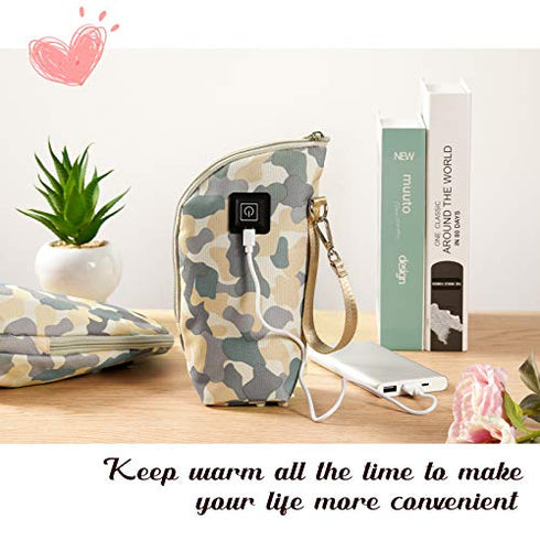 Hohean 2 Pieces Portable Car Travel Bottle Warmer USB Milk Heat Keeper Baby Bottle Warmer with 2 Pieces USB Data Cables Infant Bottle for Indoor, Outdoor, Traveling, Driving (Vivid Style)