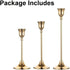 Romadedi Candlestick Holder Gold Candle Holder Brass Set of 3 Decorative Candle Holder for Taper Candle for Fireplace Mantel Dinning Table Home Wedding Decorations Gold 1 Set