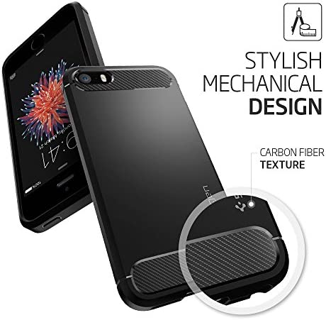 Spigen Rugged Armor Designed for iPhone SE Case (2016) - Black