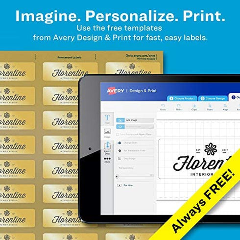 Avery Printable Return Address Labels, 0.75" x 2.25", Gold Foil, 300 Blank Mailing Labels (08987)