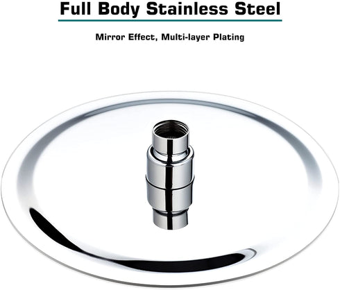 Welan Rain Shower Head Round 8 Inch Shower Heads High Pressure Angle Adjustable, Stainless Steel Waterfall Shower Heads Rainfall, Ultra-thin Design and Pressure Boosting Large Showerheads