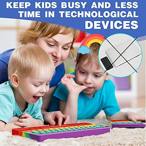 Keyboard Pop It Calculator Small Pop Its Pack, Kids Keyboard Fidget Computer Pop It, Poppet Keyboard Fidget Toy Set ADHD Sensory Fidget Toys Pack for Teens Adult, Stress Relief Fidget Poppers(Rainbow)