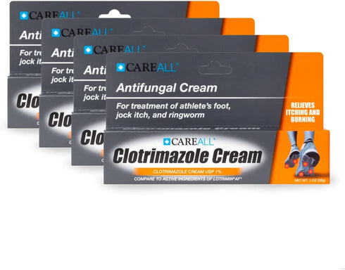 CareAll (4 Pack) 1.0 oz. Clotrimazole Antifungal Cream 1%, Cures Most Athlete’s Foot, Jock Itch and Ringworm
