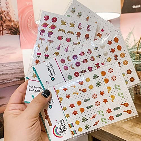 Konsait 318pcs 159Pairs Stick on Earrings 3D Gems Glitter Crystal Sticker Earrings Sticky Self-Adhesive Earrings for Little Girls Toddlers Dress up Pretend Princess Play Jewelry Accessories for Kids